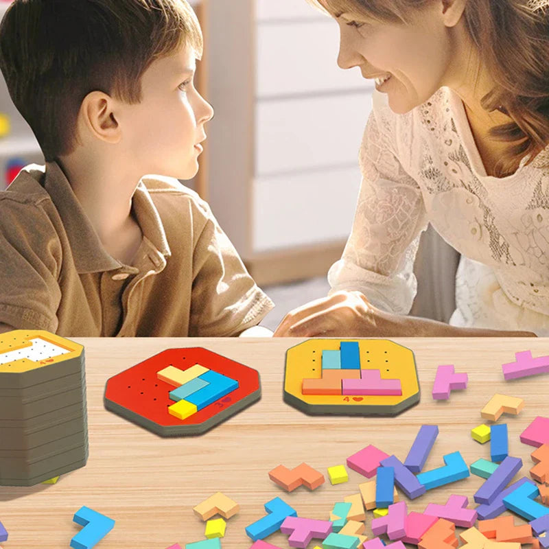 Logiska Block Geometriskt Pussel – Pedagogisk Leksak för Barn