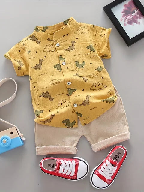 Dino Sommerset Pojkar – Luftigt & Bekvämt 2-Delars Outfit | 9 mån-3 år