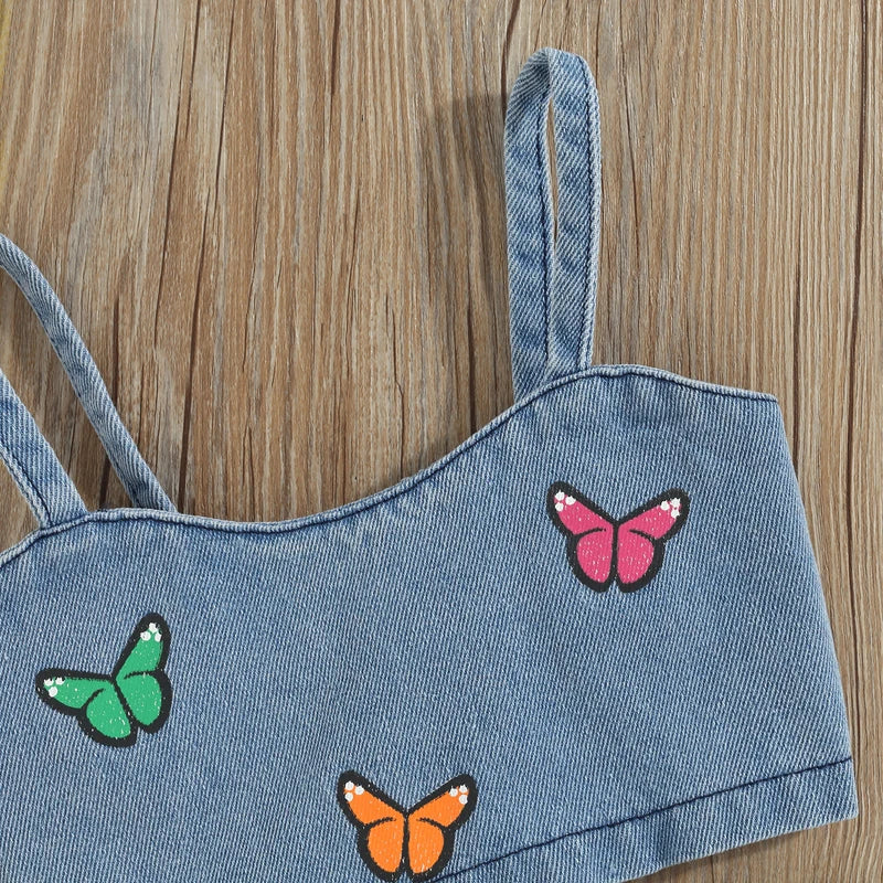 Denim Sommarset Flicka – Lätt Bomullsset med Topp & Shorts – Storlek 0–5 år