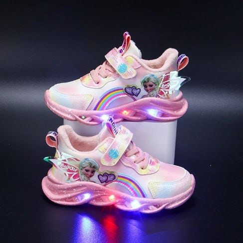 Rainbow Glitter LED Barnsneakers – Lysande Sula | Stl. 22-35