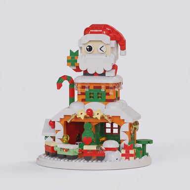 Video: julbyggklossar – färdigbyggt julhus med tomte i rundvy