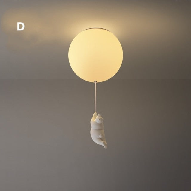 Barnrum taklampa med björnar och ballonger – stämningsfull belysning