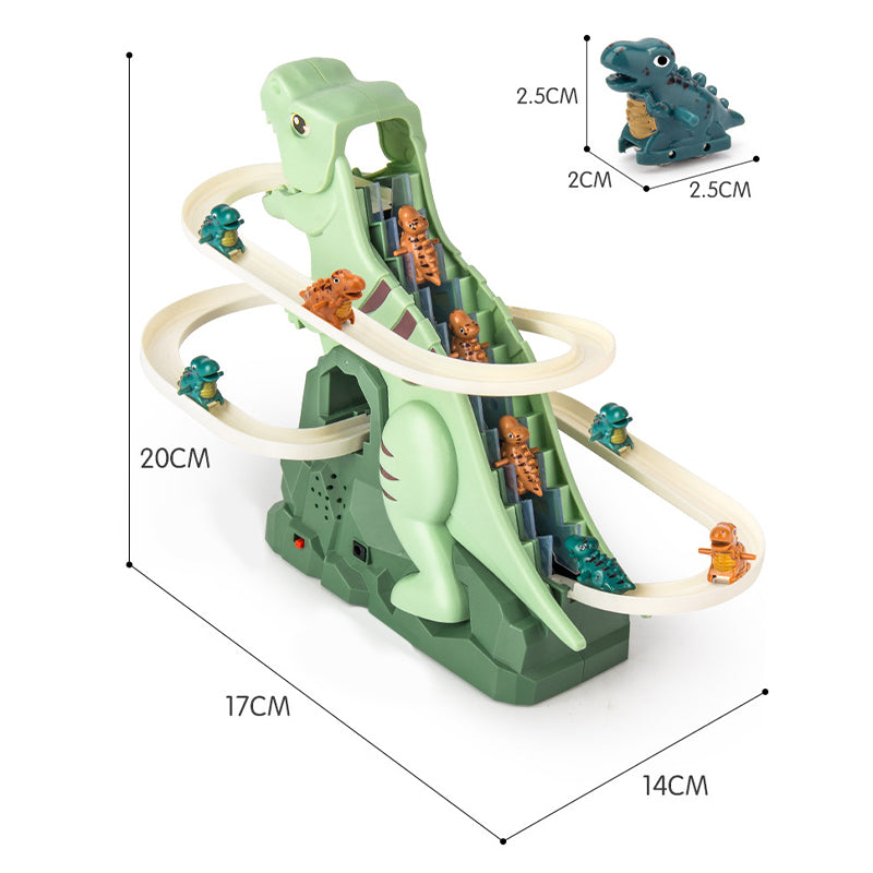 DinoRace™ Interaktiv Racerbana med Dinosaurier | Bilar med Automatisk Klättring & LED-lampor